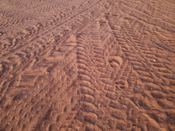 背景纹理照片的轨道和印记在红色的泥土图片下载