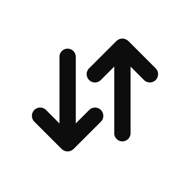 一对相反的黑色箭头图标矢量符号图片下载
