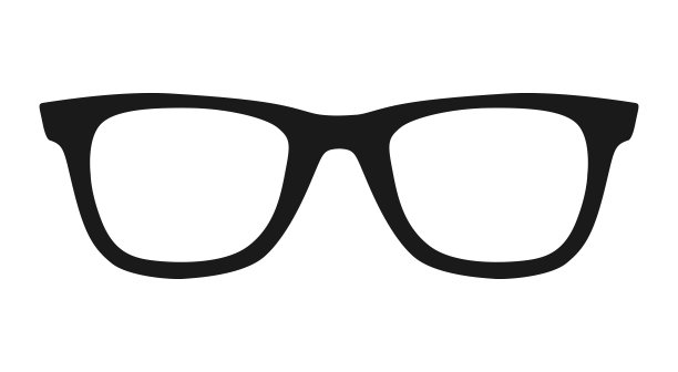 一副时髦的书呆子风格的黑色眼镜剪影矢量插画图片下载