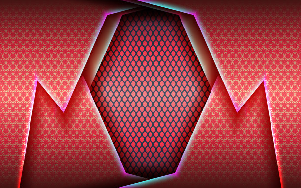 深蓝色公司抽象材料与发光的红色光泽灯技术图形横幅设计。高对比度的商业展示公司背景图片下载