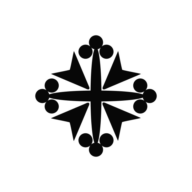 一个中世纪骑士十字符号矢量图标图片下载