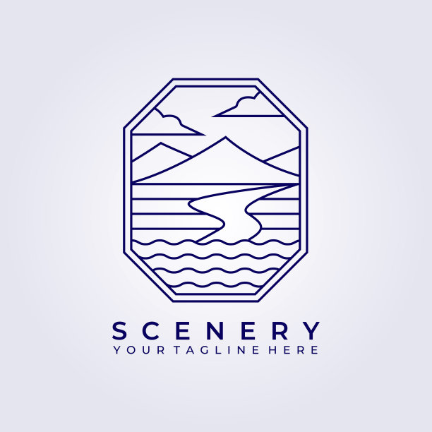 漫游户外景观自然标志矢量图标线条艺术简单插画设计框架标志徽章徽章徽章图片下载