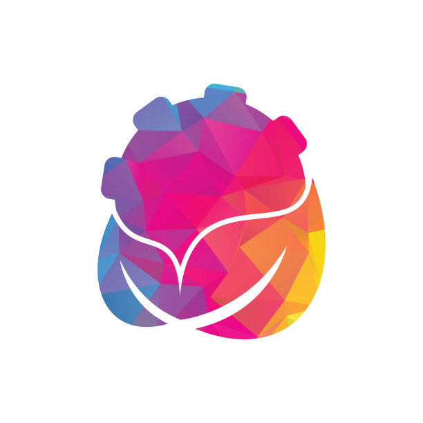 齿轮和叶片标志组合矢量。图片下载