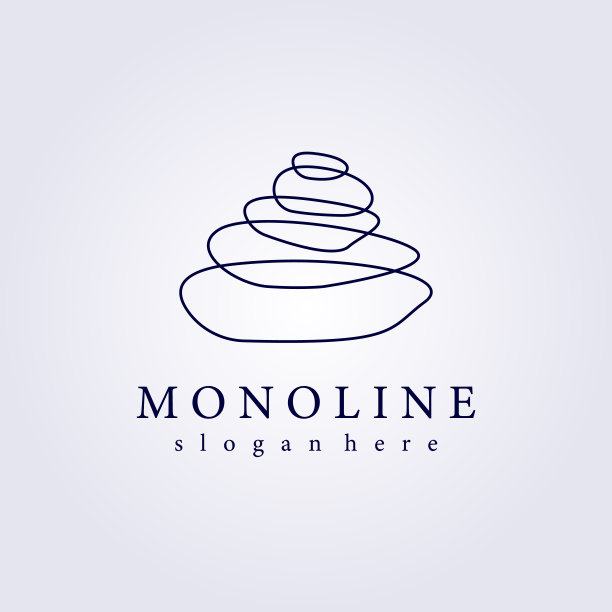 单线抽象石头标志图标符号石头矢量插画设计平衡石头禅意图片下载