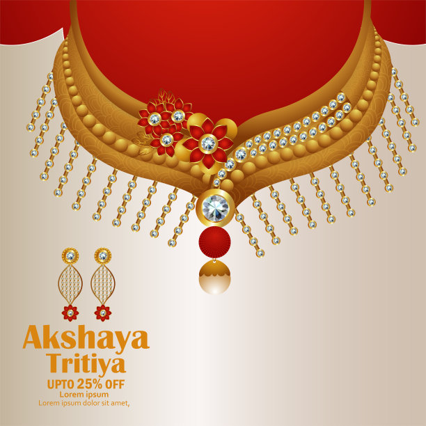 Akshaya tritiya印度珠宝销售推广背景与金项链图片下载