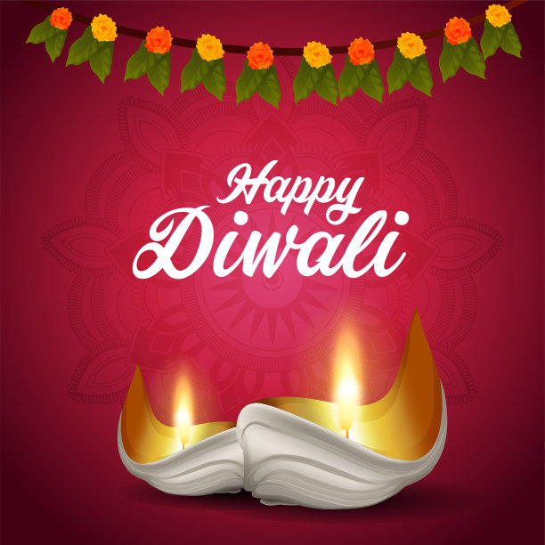 快乐的排灯节印度传统节日背景与创意排灯节diya图片下载