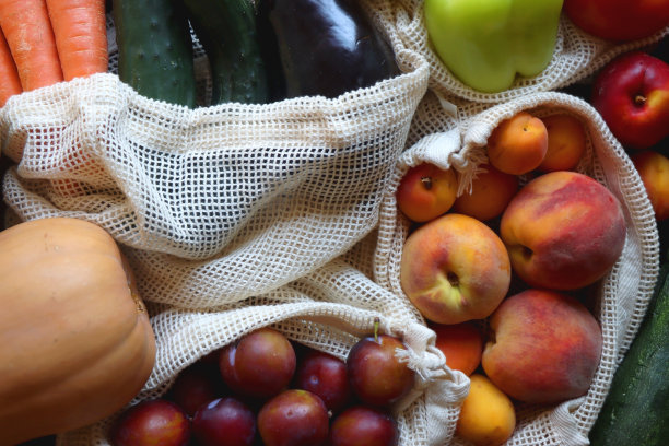 季节性水果和蔬菜可重复使用的袋子图片下载