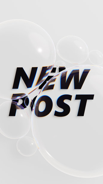 水滴在白色背景的新帖子上的文字。社交媒体推送推广。3 d渲染图图片下载