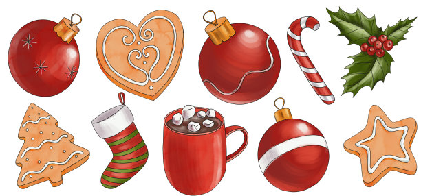 画一套圣诞物品图片下载