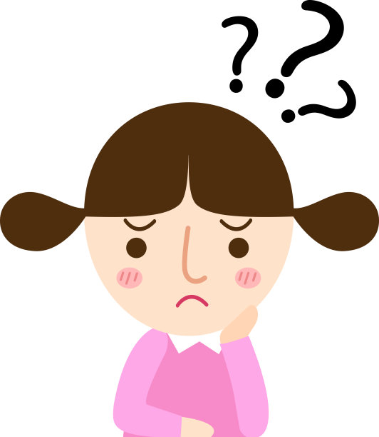 女孩用问号思考的插图图片下载