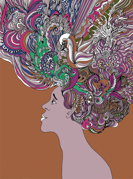 图形插图积极思考。创意的发型图片下载