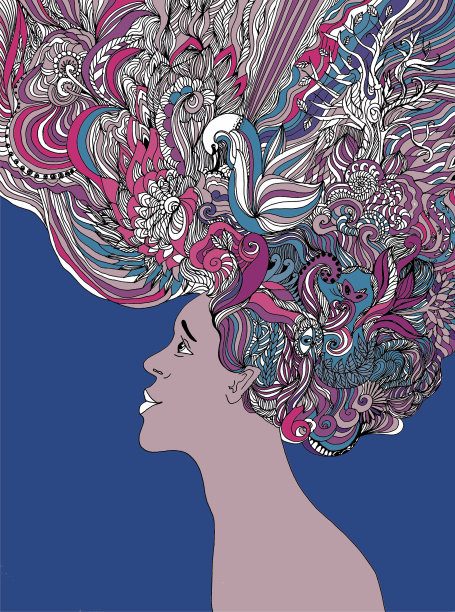 图形插图积极思考。创意的发型图片下载