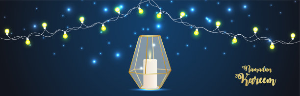 斋月kareem伊斯兰节日横幅或标题与创造性的插图图片下载