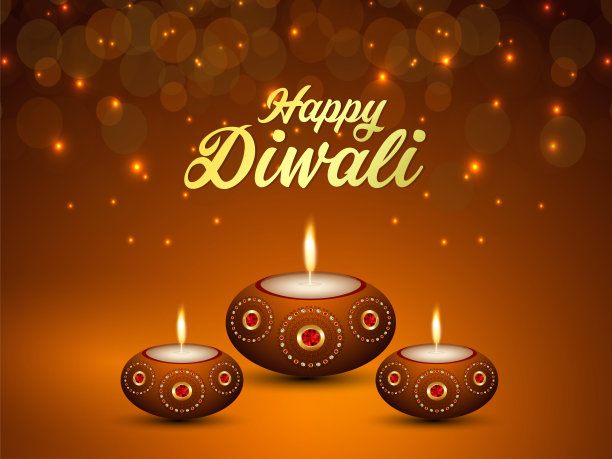 快乐排灯节印度光与矢量插图图片下载