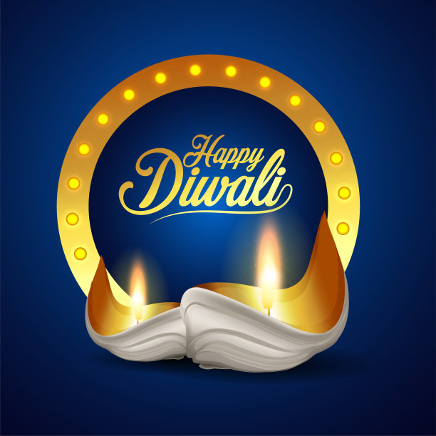 快乐排灯节的印度节日光贺卡与创意排灯节图片下载