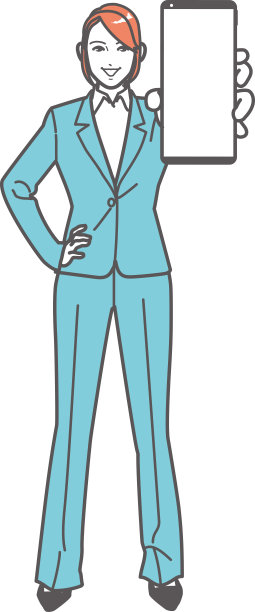 女商人展示手机，全身图片下载