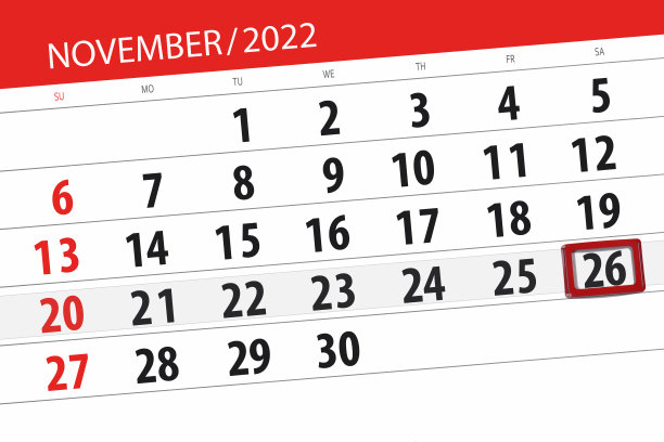 日历2022，截止日期，日，月，页，组织者，日期，11月，星期六，第26号图片下载