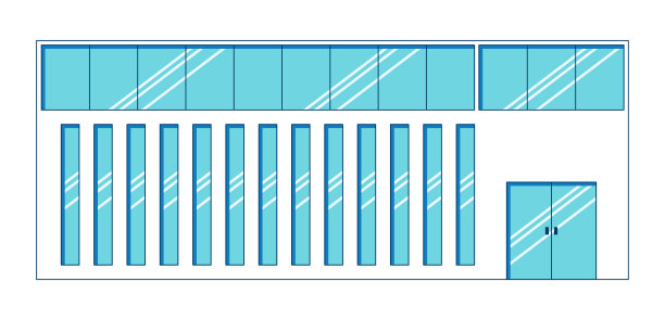 矢量白蓝色的房子在直线艺术风格图片下载