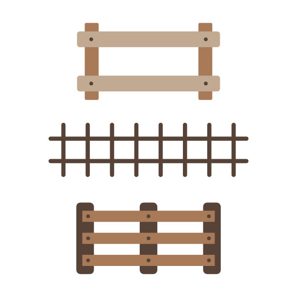 为农场收集不同的栅栏。一套简单的涂鸦插图。牧场的物品。用于设计儿童书籍、棋盘游戏的剪贴画图片下载