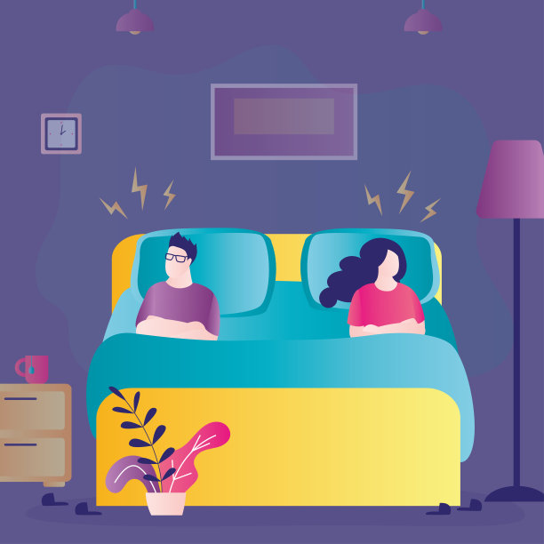 夫妻吵架后静静地躺着。在睡觉前，家人有强烈的误会图片下载