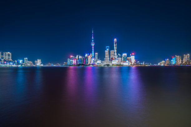 上海和黄浦江夜景全景图片下载