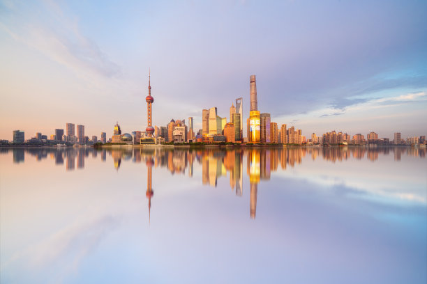 上海和黄浦江全景天际线图片下载