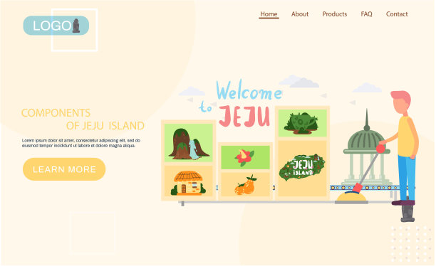 欢迎来到韩国济州岛，这里是传统的地标、象征。拥有传统景点的韩国土地图片下载