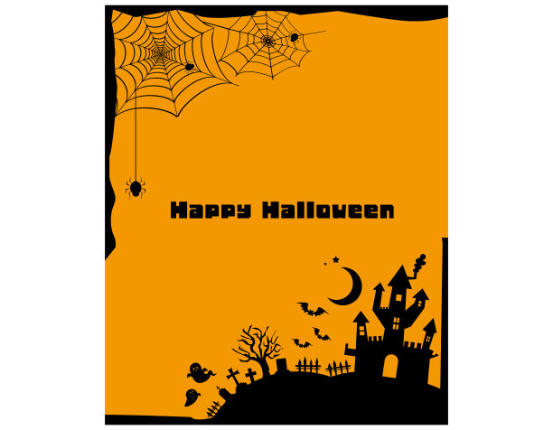 万圣节的矢量插图。城堡。月球。蝙蝠。图片下载