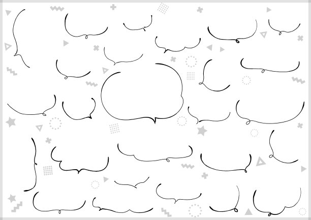 一组用钢笔手绘的语音气泡图片下载