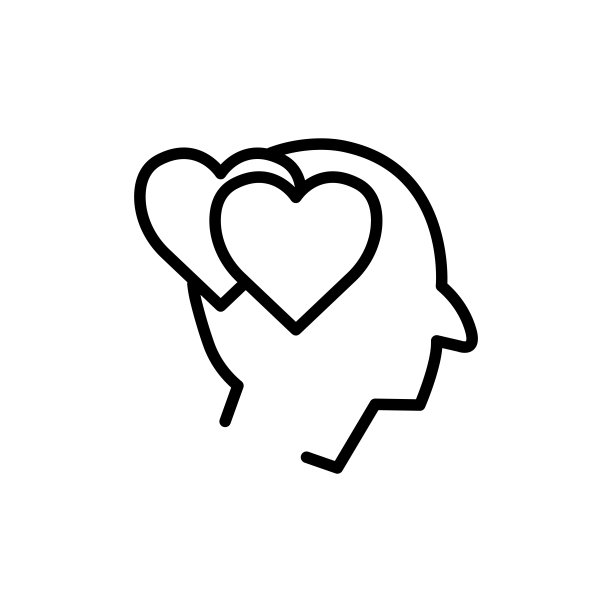 头部与心线图标。在爱的象征。简单的设计可编辑。设计模板向量图片下载