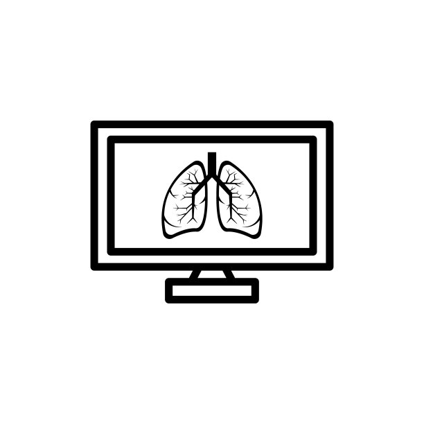 屏幕图标与肺。简单的设计可编辑。设计模板向量图片下载