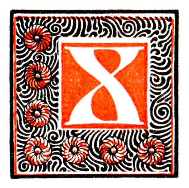 字母X，玫瑰图案图片下载