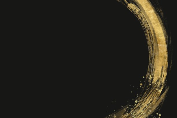 日本风格的抽象背景和文字空间。金色曲线笔触在黑色背景。黑暗的百货企业模板图片下载