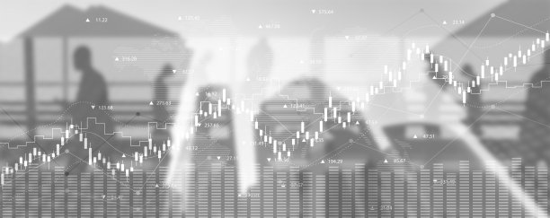 金融图表与上升线图的股票市场和人的城市景观背景图片下载