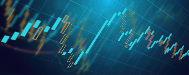 摘要金融图表与上升趋势线烛台图在股市霓虹灯颜色背景图片下载