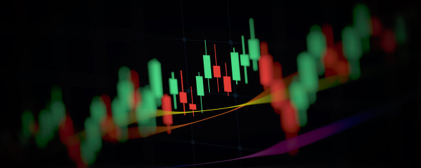 在股票市场背景下，带有上升趋势线图的财务图表图片下载