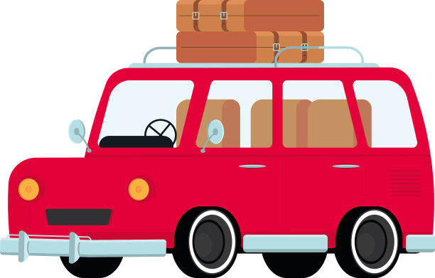 带行李箱的公路旅行汽车图片下载