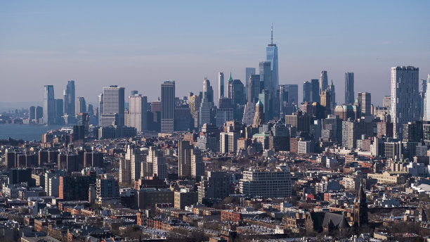 曼哈顿天际线-空中遥视布鲁克林，纽约，美国。图片下载