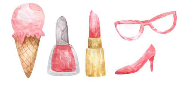 一套时尚的女性配饰。矢量插图设计，海报，卡片。时尚和风格。女性的剪纸艺术图片下载