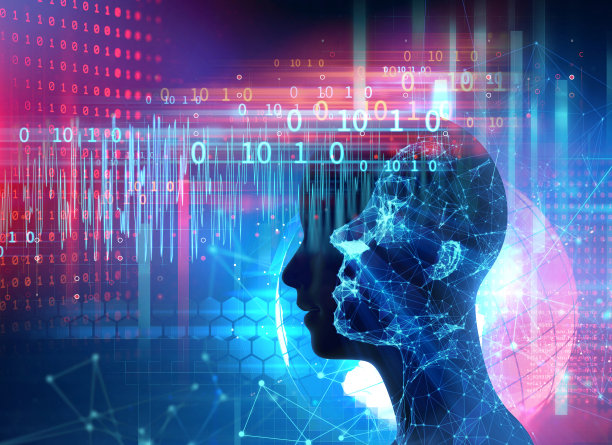 技术背景下的三维网络机器人人类插画。图片下载