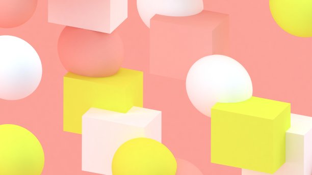 3d立方体和球体背景。抽象的壁纸。几何形状。时尚现代的插图。3 d渲染。海报的背景。彩色的海报的背景。最小的风格。图片下载