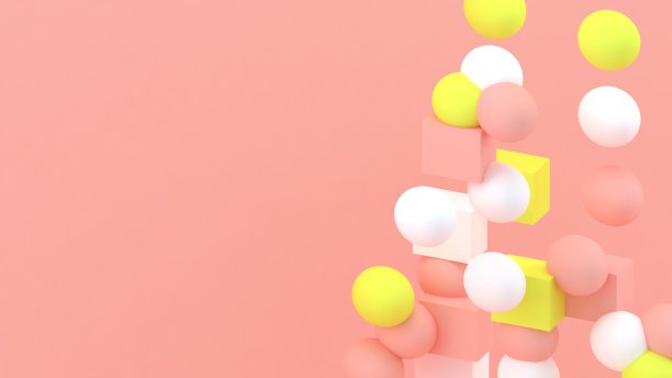 3d立方体和球体背景。抽象的壁纸。几何形状。时尚现代的插图。3 d渲染。海报的背景。彩色的海报的背景。最小的风格。图片下载