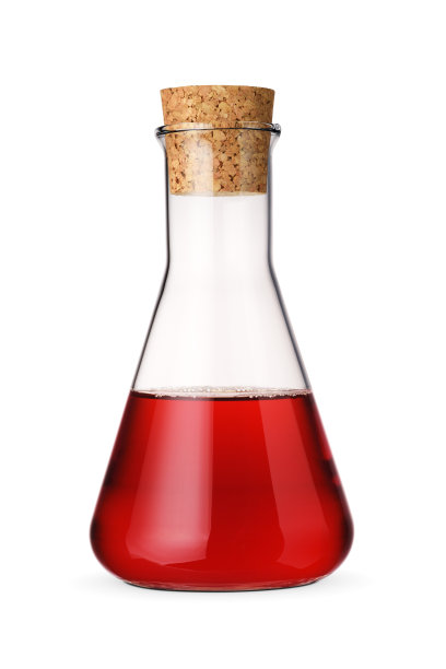 玻璃瓶与红葡萄醋隔离在白色。图片下载