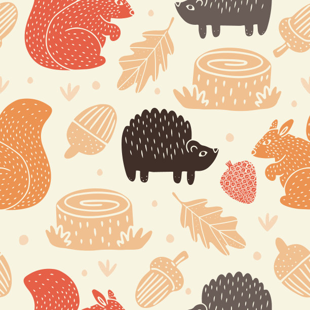 无缝模式与松鼠和刺猬图片下载