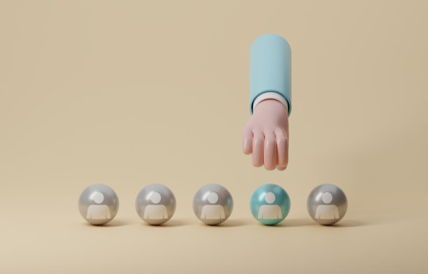 手工挑选优秀的人物图标，选择适合职位空缺概念的最佳人选，3d渲染插图。图片下载