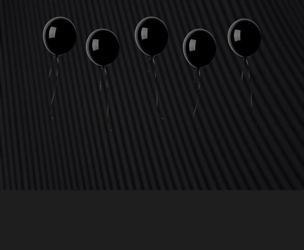 黑色的气球在空中漂浮在黑色的窗帘上图片下载