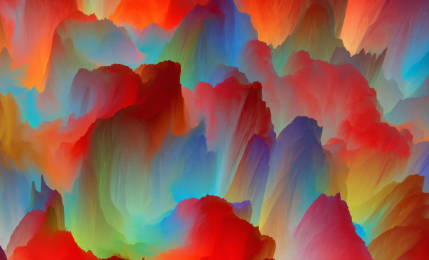 神奇的世界。色彩斑斓的抽象幻想背景，超现实的梦幻景观。三维演示图片下载