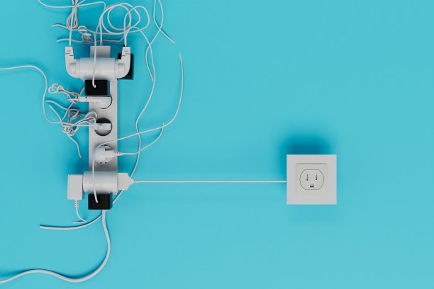 携带包括多种电器。携带包括插座，充电器，电线。三维渲染图片下载