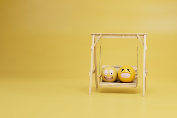 爱和友谊的概念。摇摆不定的表情符号。复制粘贴，复制空格。三维渲染图片下载