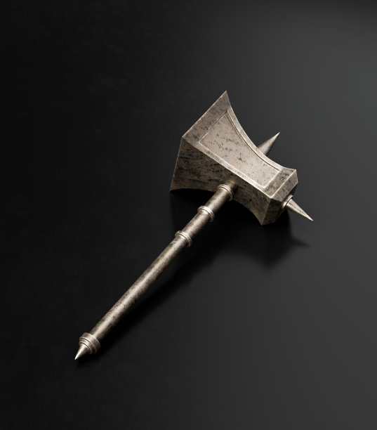 一个中世纪的锤子在地上，孤立的单一古代工具，3d渲染图片下载